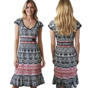 KAREN MILLEN Lace Print Pencil Dress - Size 8